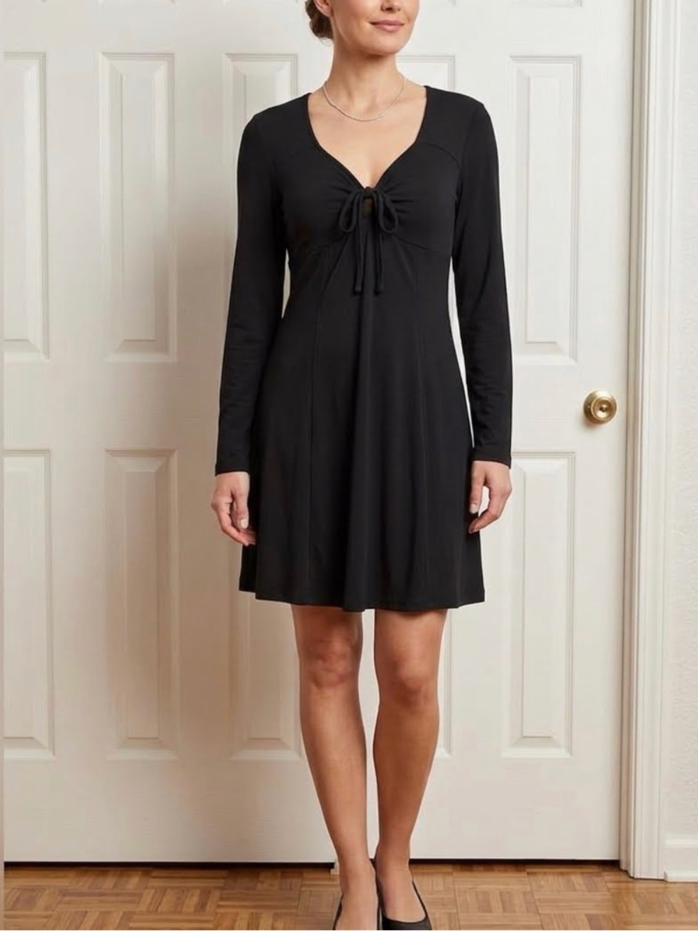 SO® Black Tie-Front Fit & Flare Mini Dress